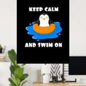 Penguin houdt kalm en draaibaar poster (Thuiskantoor)