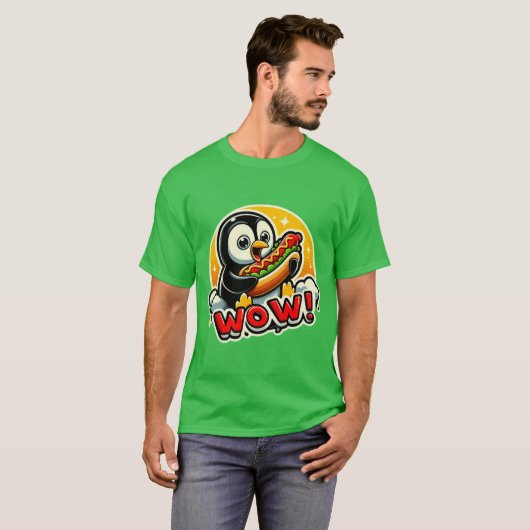 PENGUIN HOUDT VAN HOT DOG 3 T-SHIRT (Voorkant volledig)