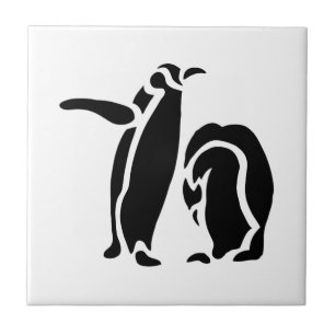 Penguin houtengravering tegeltje