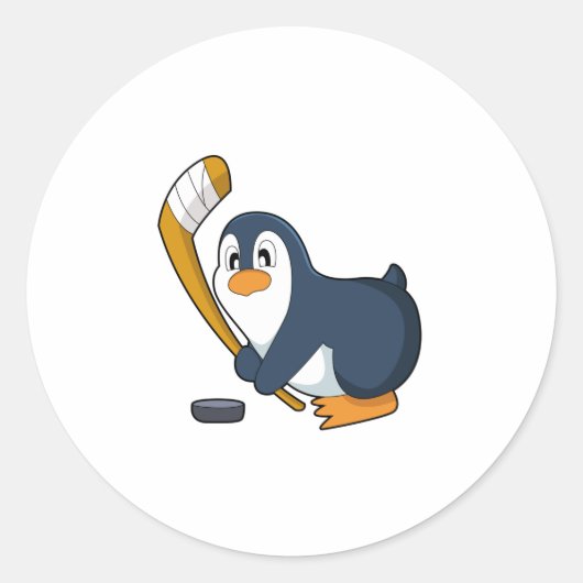 Penguin Ice hockey Ice hockey stick Ronde Sticker (Voorkant)