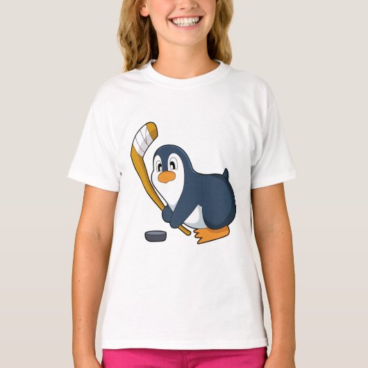 Penguin Ice hockey Ice hockey stick T-shirt (Voorkant)