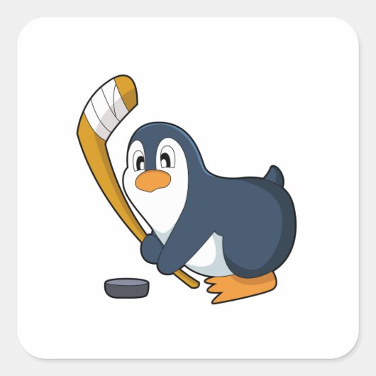 Penguin Ice hockey Ice hockey stick Vierkante Sticker (Voorkant)