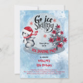 Penguin Ice Skating Holiday 12e verjaardag Kaart (Voorkant)