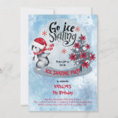 Penguin Ice Skating Holiday 7e verjaardag Kaart (Voorkant)