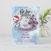 Penguin Ice Skating Holiday 7e verjaardag Kaart (Staand voorkant)