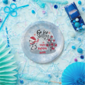 Penguin Ice Skating Holiday Birthday Party Papieren Bordje (Feest)