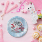 Penguin Ice Skating Holiday Birthday Party Papieren Bordje (Feest)