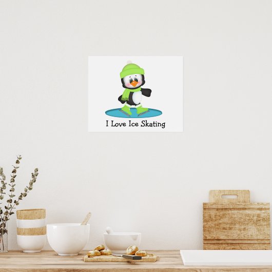 Penguin Ice Skating Poster (Keuken)