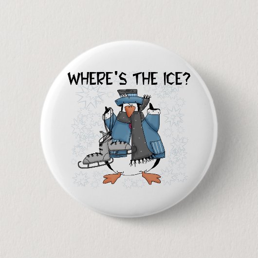 Penguin Ice Skating Ronde Button 5,7 Cm (Voorkant)