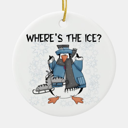 Penguin Ice Skating Tshirts en Gifts Keramisch Ornament (Voorkant)