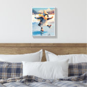 Penguin Ice Skating Winter Nursery Wall Art Canvas (Insitu (Slaapkamer))