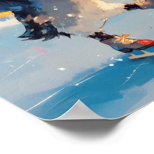 Penguin Ice Skating Winter Nursery Wall Art Poster (Hoek)