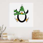 Penguin Ice Skating with Pet and Scarf Bag Poster (Keuken)