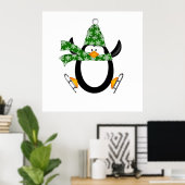 Penguin Ice Skating with Pet and Scarf Bag Poster (Thuiskantoor)