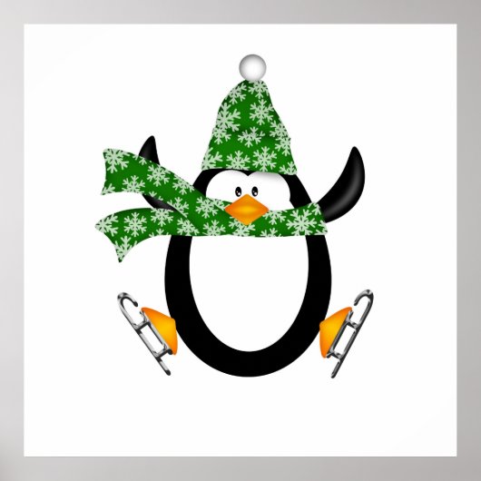 Penguin Ice Skating with Pet and Scarf Bag Poster (Voorkant)