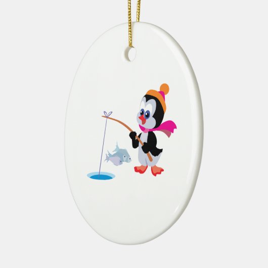 Penguin Ice Vissen 2 Keramisch Ornament (Links)
