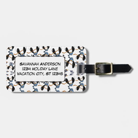 Penguin ijshockey gepersonaliseerde foto Bagagelab Bagagelabel (Voorkant horizontaal)