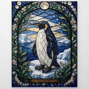 Penguin Ijsplateau Illumina Glas in Lood Briefkaart