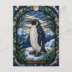 Penguin Ijsplateau Illumina Glas in Lood Briefkaart
