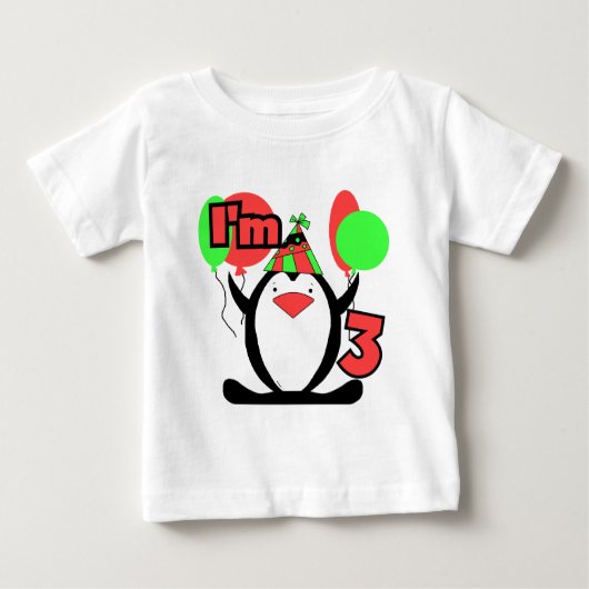Penguin Ik ben 3 Verjaardag Tshirts en Geschenken (Voorkant)