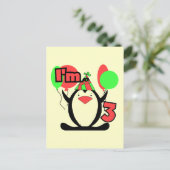 Penguin Ik ben 3 Verjaardag Tshirts en Geschenken Briefkaart (Staand voorkant)