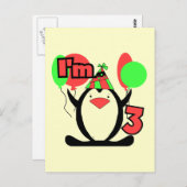 Penguin Ik ben 3 Verjaardag Tshirts en Geschenken Briefkaart (Voorkant / Achterkant)