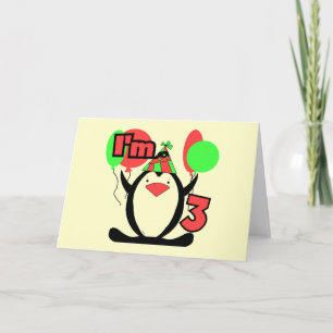 Penguin Ik ben 3 Verjaardag Tshirts en Geschenken Kaart