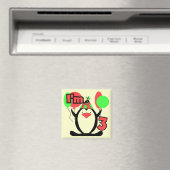 Penguin Ik ben 3 Verjaardag Tshirts en Geschenken Magneet (Insitu (Vaatwasser))