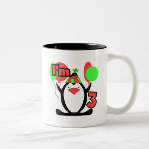 Penguin Ik ben 3 Verjaardag Tshirts en Geschenken Tweekleurige Koffiemok