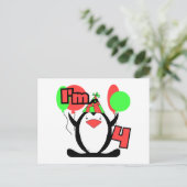 Penguin Ik ben 4 Tshirts en Geschenken Briefkaart (Staand voorkant)
