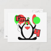 Penguin Ik ben 4 Tshirts en Geschenken Briefkaart (Voorkant / Achterkant)