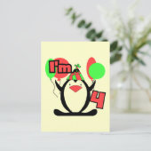 Penguin Ik ben 4 Tshirts en Geschenken Briefkaart (Staand voorkant)