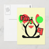 Penguin Ik ben 4 Tshirts en Geschenken Briefkaart (Voorkant / Achterkant)