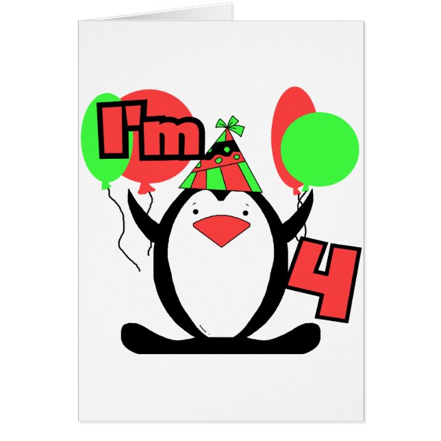 Penguin Ik ben 4 Verjaardag T shirten en Geschenke (Voorkant)