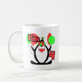 Penguin Ik ben 4 Verjaardag T shirten en Geschenke Koffiemok (Links)