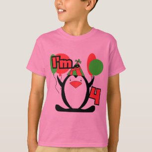 Penguin Ik ben 4 Verjaardag T shirten en Geschenke T-shirt