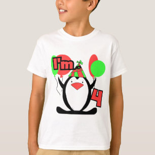 Penguin Ik ben 4 Verjaardag T shirten en Geschenke T-shirt