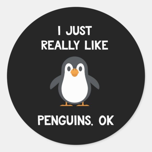 Penguin, ik hou van pinguïns oké ronde sticker (Voorkant)