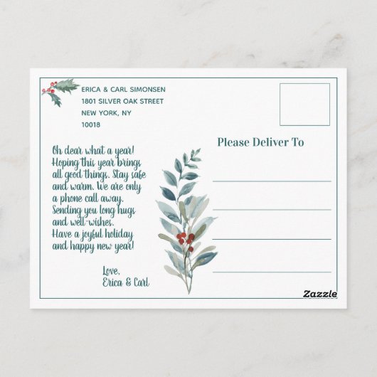 Penguin in an Icy Snowy Winter Scene Holiday Briefkaart (Achterkant)