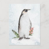 Penguin in an Icy Snowy Winter Scene Holiday Briefkaart (Voorkant)