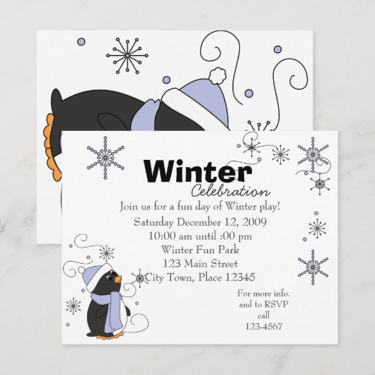 Penguin in Awe Kaart (Voorkant / Achterkant)