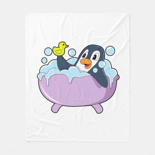 Penguin in Bathtub met Duck Fleece Deken (Voorkant)