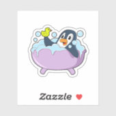 Penguin in Bathtub met Duck Sticker (Vel)