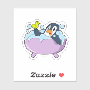 Penguin in Bathtub met Duck Sticker
