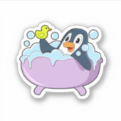 Penguin in Bathtub met Duck Sticker (Voorkant)