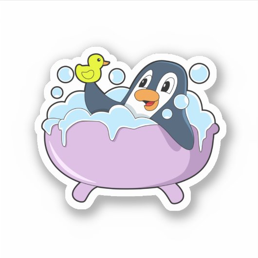 Penguin in Bathtub met Duck Sticker (Voorkant)
