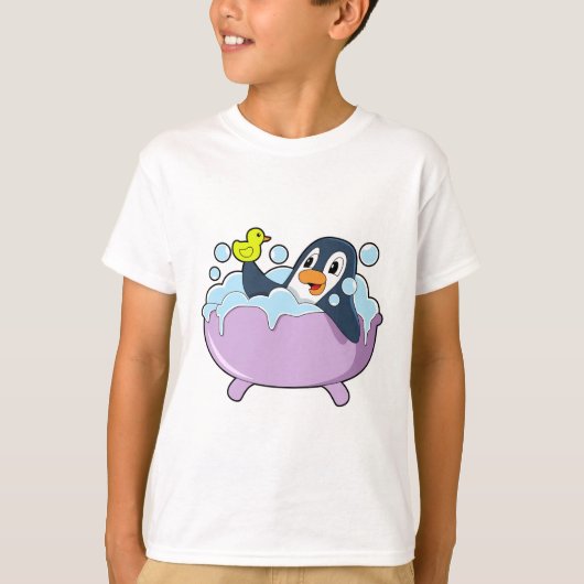 Penguin in Bathtub met Duck T-shirt (Voorkant)