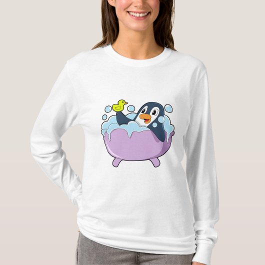 Penguin in Bathtub met Duck T-shirt (Voorkant)