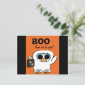 Penguin in Ghost Costume Trick or treat Briefkaart (Staand voorkant)