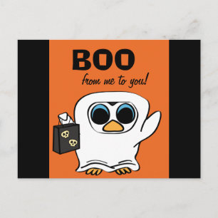 Penguin in Ghost Costume Trick or treat Briefkaart